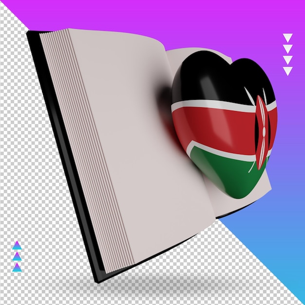 PSD journée mondiale du livre 3d rendu du drapeau du kenya vue de gauche