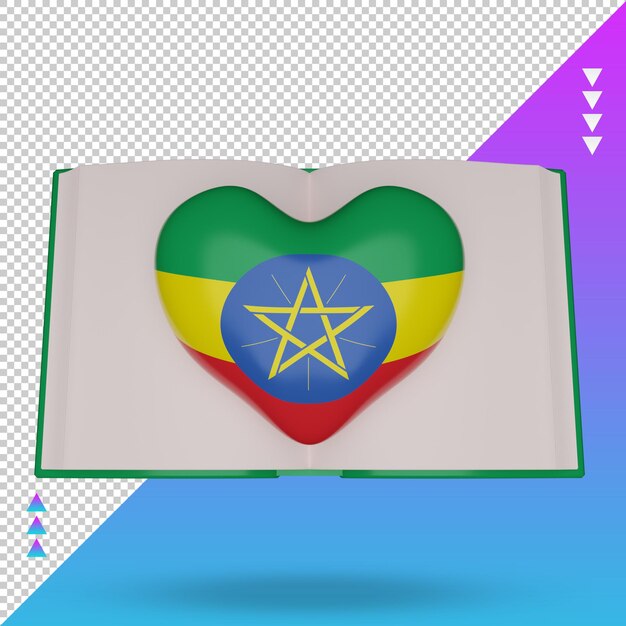 Journée mondiale du livre 3d rendu du drapeau éthiopien vue de face