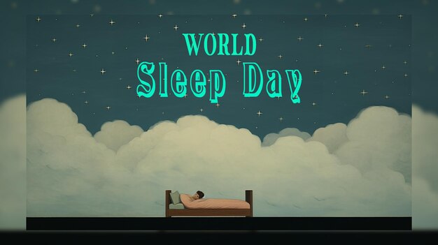 PSD journée mondiale du sommeil dessinée à la main avec une femme