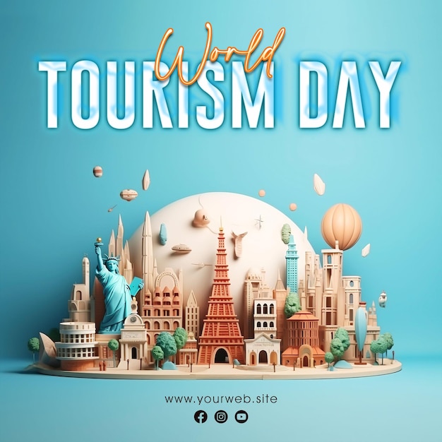PSD journée mondiale du tourisme publication sur les réseaux sociaux design