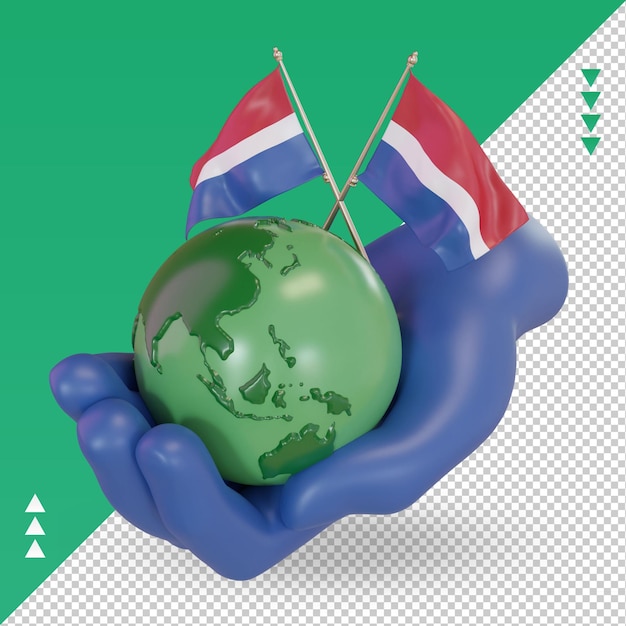 PSD journée mondiale de l'environnement 3d drapeau néerlandais rendu vue droite