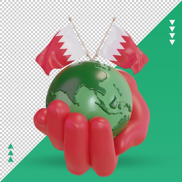 Journée Mondiale De L'environnement 3d Vue De Face Du Rendu Du Drapeau De Bahreïn