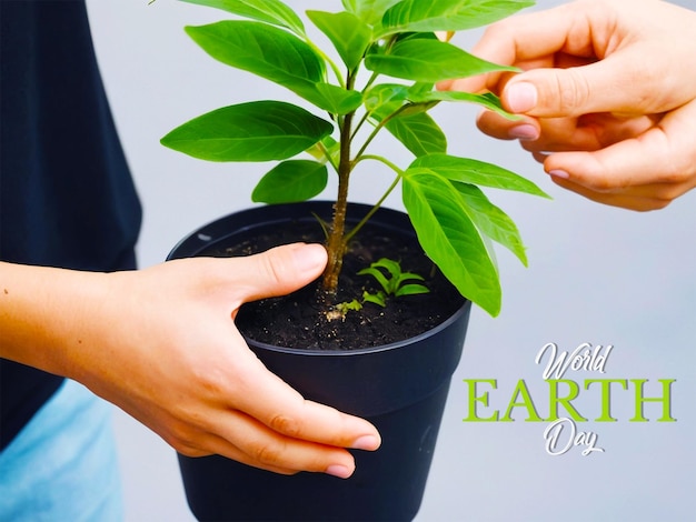 Journée mondiale de l'environnement avec des plantes qui poussent dans les mains
