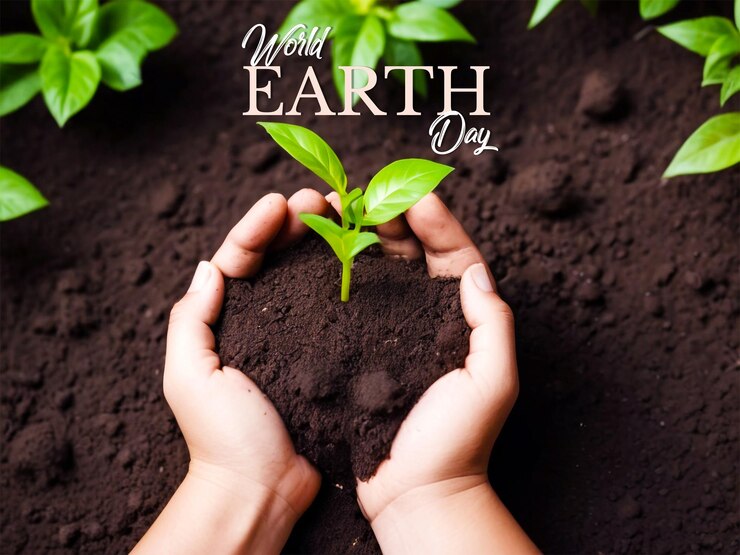 Journée mondiale de l'environnement avec des plantes qui poussent dans les mains