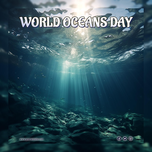 PSD journée mondiale des océans pour un post et une bannière sur les médias sociaux