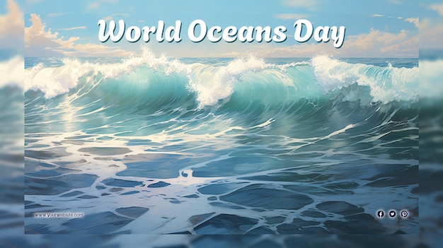 PSD journée mondiale des océans pour un post et une bannière sur les médias sociaux