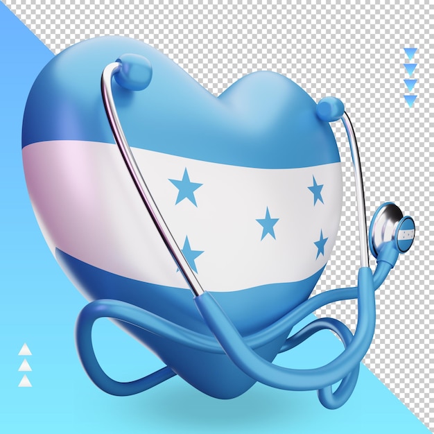 PSD journée mondiale de la santé 3d rendu du drapeau du honduras vue de gauche