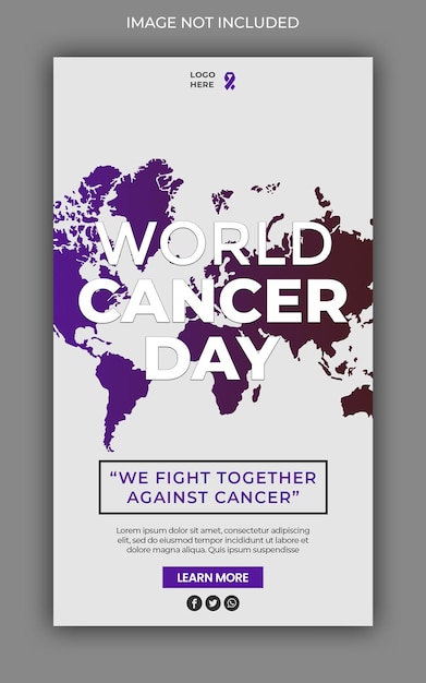 journée mondiale de sensibilisation au cancer médias sociaux instagram histoires modèle de bannière