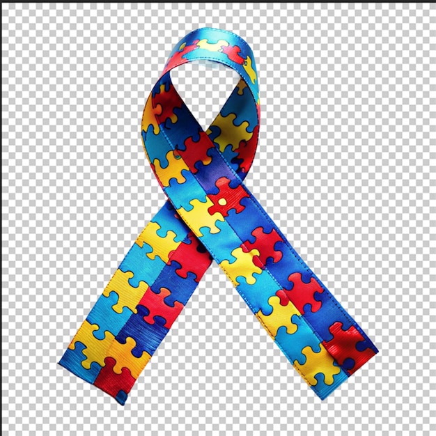 Journée Mondiale De La Sensibilisation à L'autisme Un Ruban Bleu Avec Des Puzzles Colorés à Fond Vectoriel Symbole De L'autisme Illustration Plate Médicale Soins De Santé