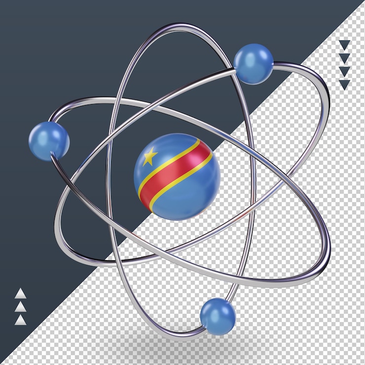 PSD journée de la science 3d drapeau congo démocratique rendu vue de droite
