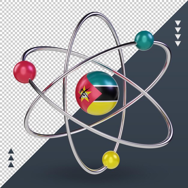 PSD journée de la science 3d drapeau mozambique rendu vue de face