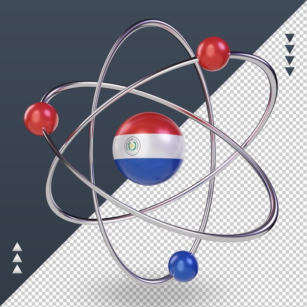 Journée De La Science 3d Drapeau Paraguay Rendu Vue De Droite