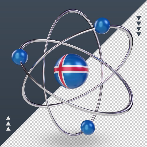 Journée De La Science 3d Rendu Du Drapeau De L'islande Vue De Droite