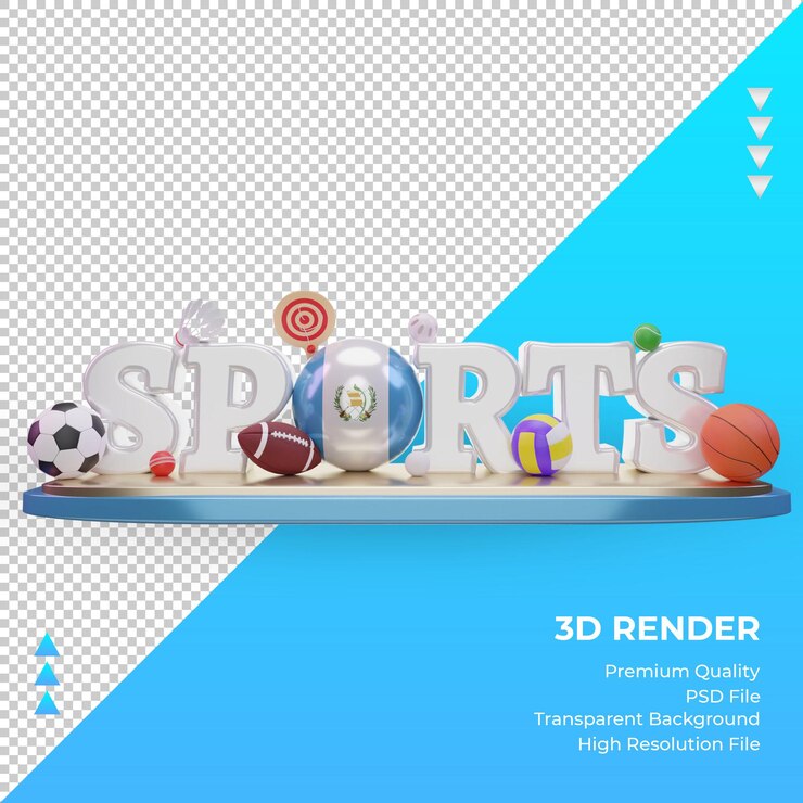 Journée sportive 3d drapeau guatémaltèque rendu vue de face