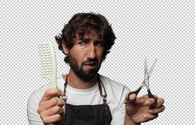 jovem adulto homem barbudo conceito barbeiro