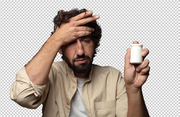 jovem adulto homem barbudo conceito de gripe