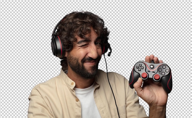 jovem adulto homem barbudo conceito de jogador