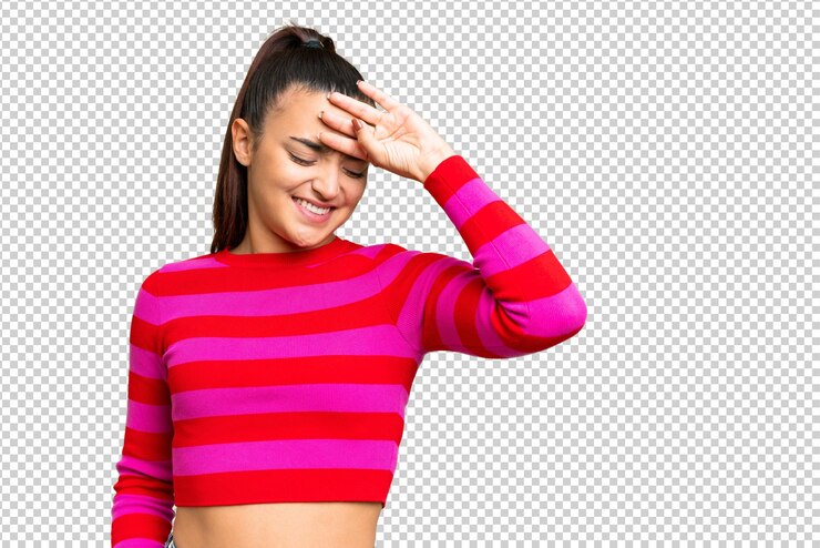 PSD jovem beleza sobre isolado chroma chave fundo com expressão cansada e doente