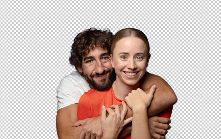 PSD jovem casal abraçando e conceito de amor