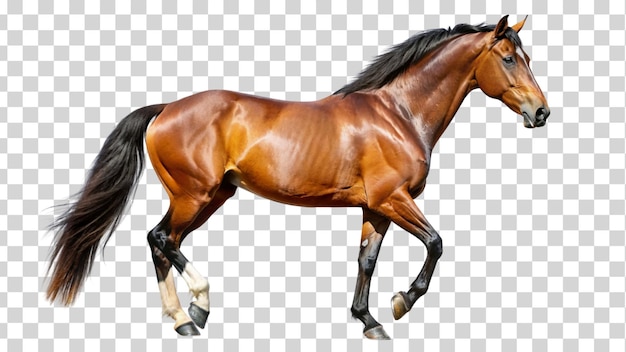 Jovem cavalo saudável isolado em fundo transparente