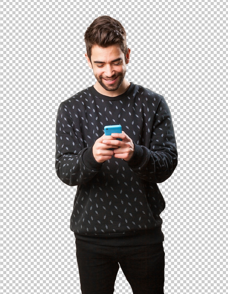 PSD jovem digitando no celular
