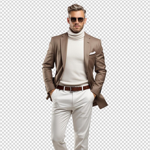 PSD jovem elegante posando isolado no fundo branco png