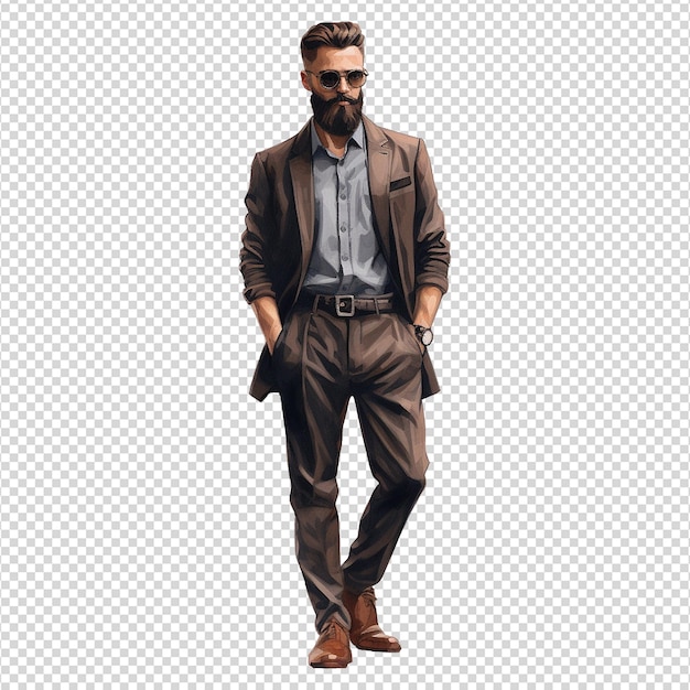 PSD jovem elegante posando isolado no fundo branco png