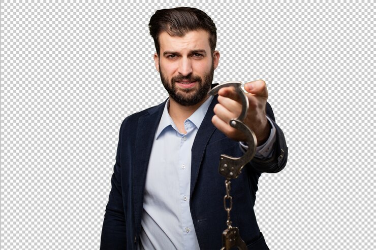 PSD jovem empresário com algemas