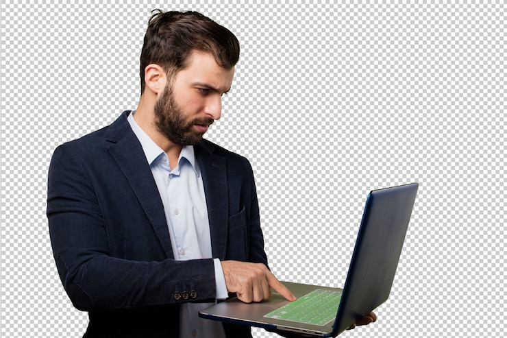 PSD jovem empresário com um cronômetro