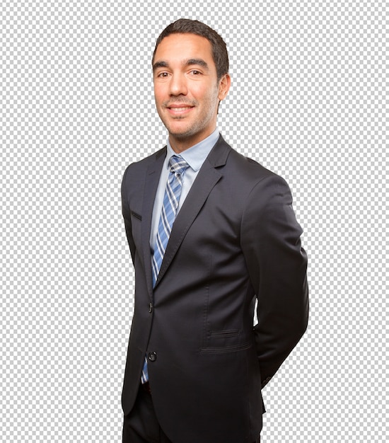 Jovem empresário satisfeito posando