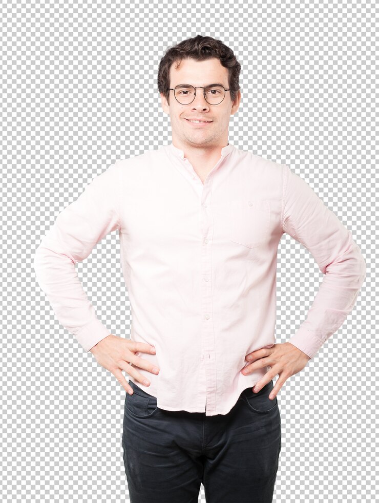 PSD jovem feliz posando
