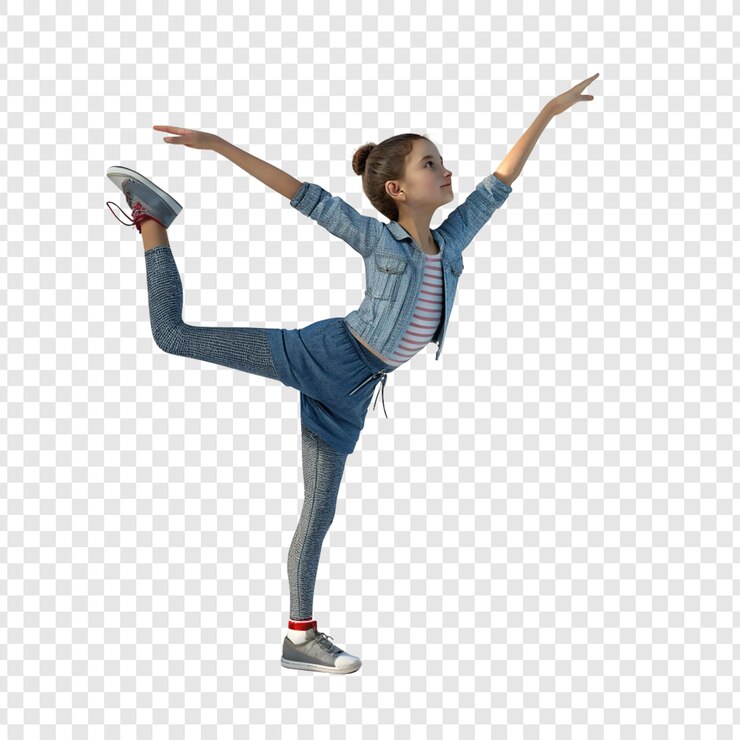 PSD jovem garota executando graciosamente uma pose de balé