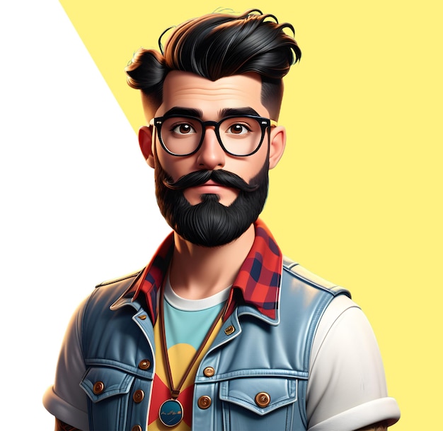 PSD jovem hipster moderno em 3d