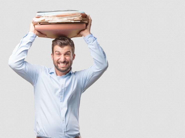 PSD jovem homem bonito segurando documentos
