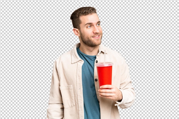 Jovem homem sobre fundo de chave de croma isolado