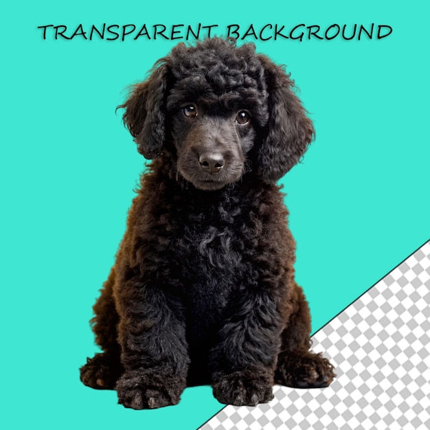 PSD jovem labradoodle preto a brincar isolado