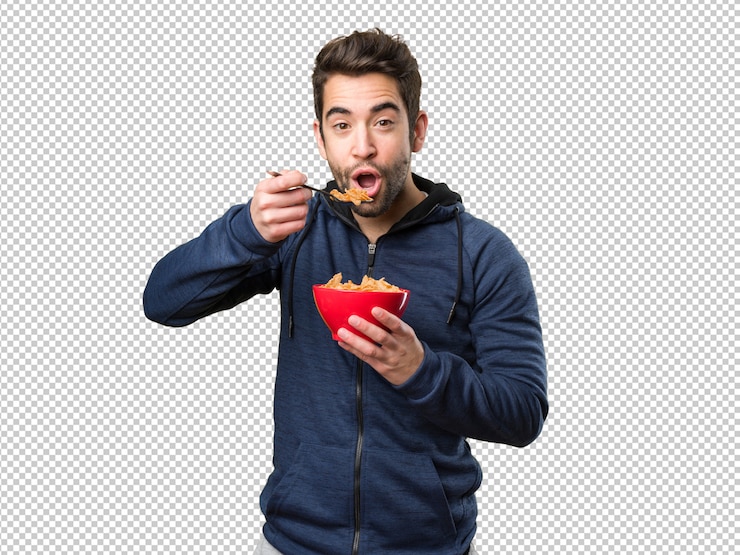 PSD jovem ma comendo flocos de milho