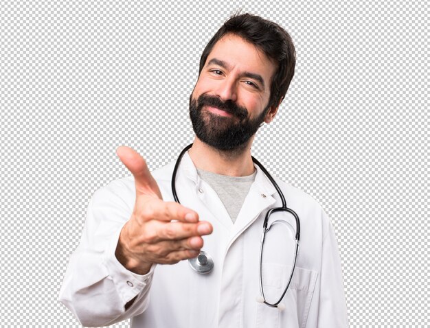 Jovem médico fazendo um acordo