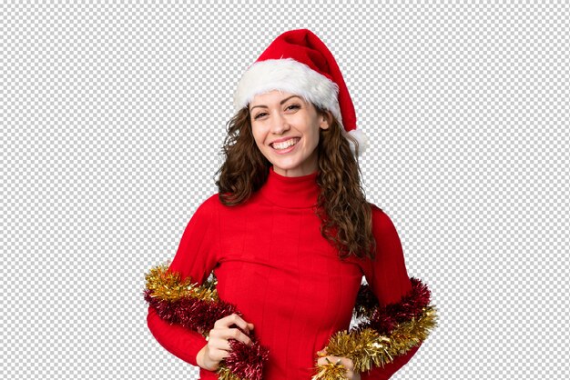 PSD jovem mulher com chapéu de natal