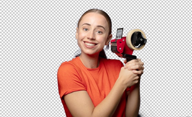 jovem mulher loira embaladora