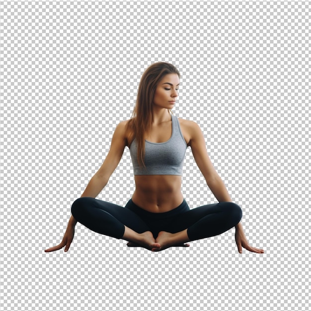 Jovem mulher respirando e meditando com yoga