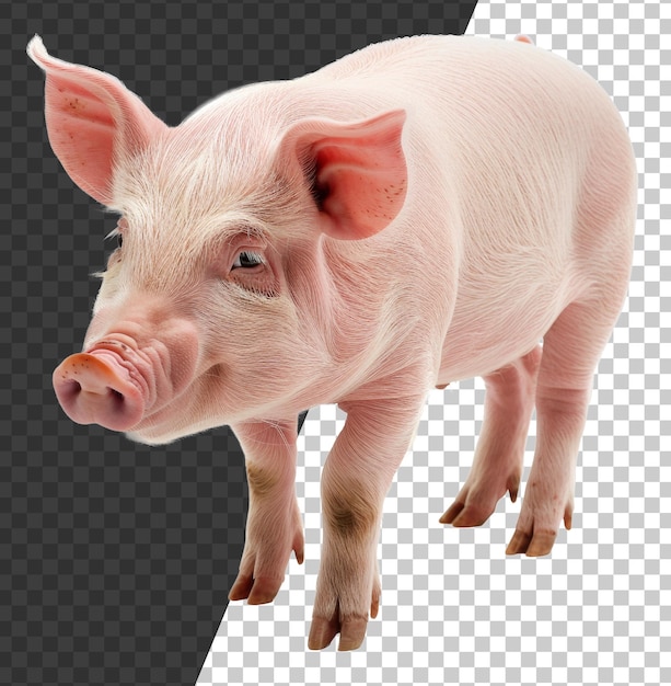 PSD jovem porquinho rosa em fundo transparente png