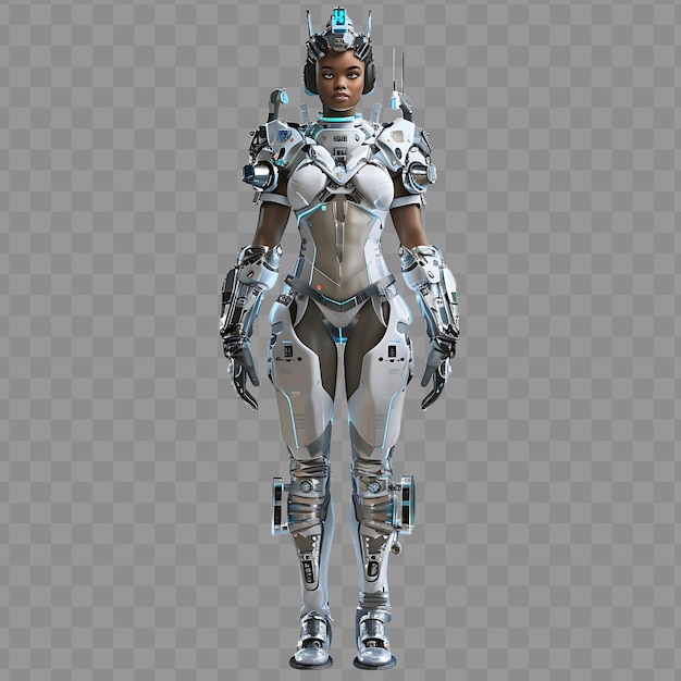 PSD jovem rainha explorador futurista com forma elegante alta tecnologia ar desenho de personagem conceito de acesso de jogo