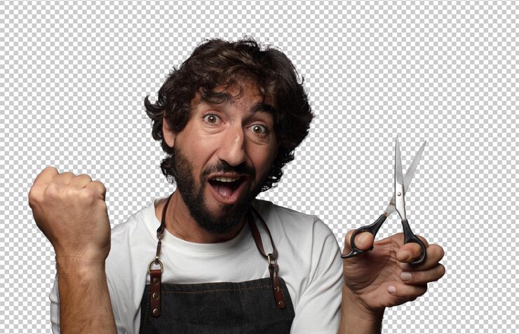 PSD joven adulto hombre barbudo concepto barbero