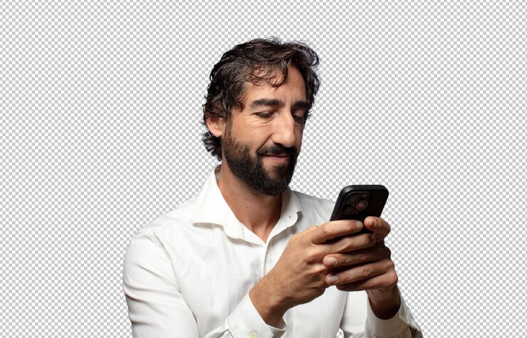 PSD joven adulto usando un teléfono inteligente