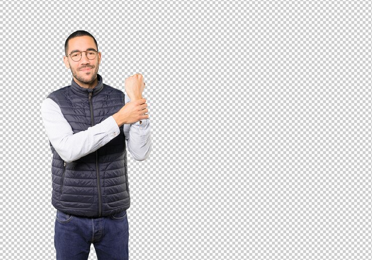 PSD joven apuntando a su muñeca