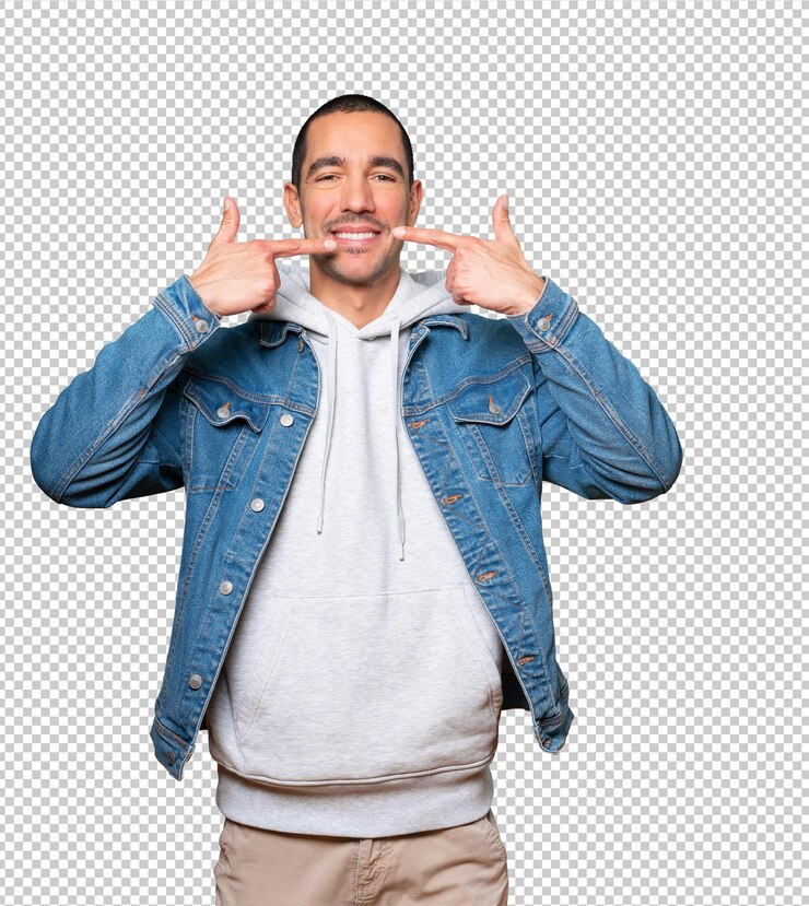 PSD joven apuntando a sus dientes