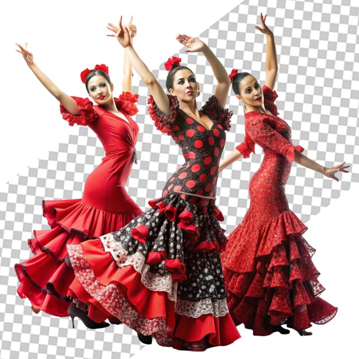 PSD una joven bailarina de flamenco posando en rojo