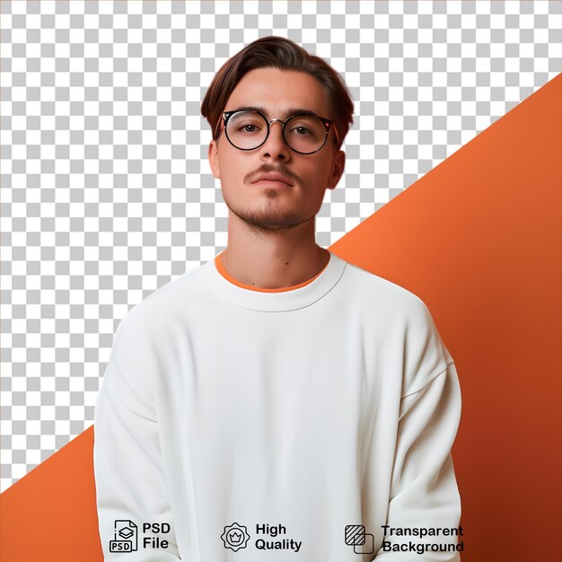 PSD joven con camisa blanca aislado sobre un fondo transparente incluye archivo png