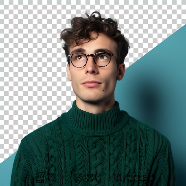 PSD joven con camisa verde aislado sobre un fondo transparente incluye archivo png